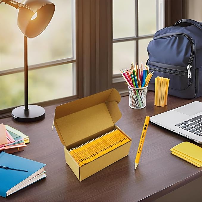480 Count Golf Pencils, 3.5" Half Pencils | Pre-Sharpened, Hexagon Mini Pencil Bulk, #2 HB For Casino, Church, Classroom, Back to School Supplies