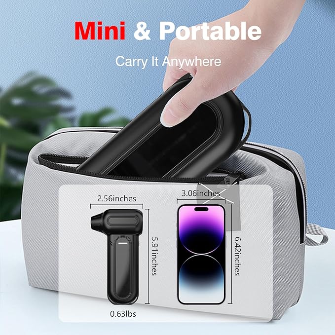 ANABOX Electric Air Duster – 150,000 RPM Brushless Cordless Blower, 4-Speed Adjustable, 8000mAh Rechargeable Battery, LED Light, for Computer, Keyboard, Car, Home & Outdoor Cleaning