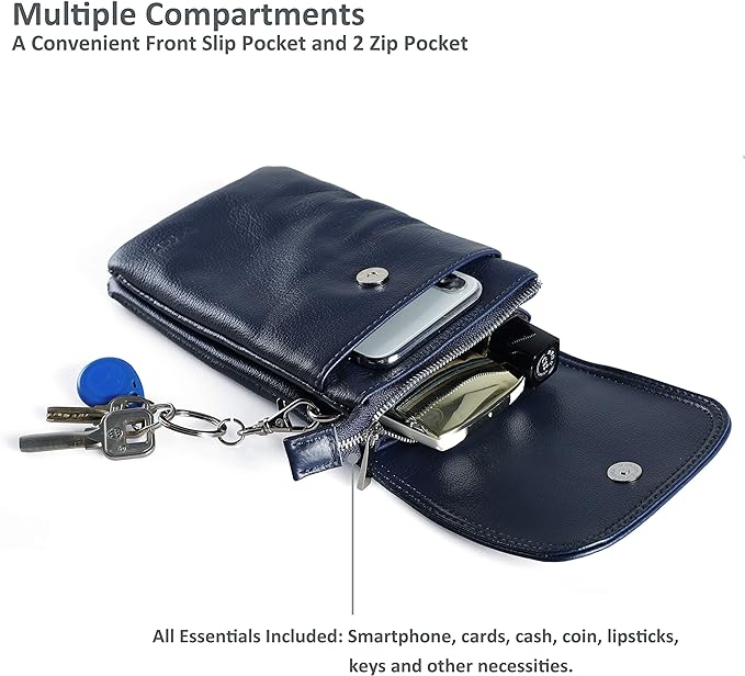 befen Genuine Leather Small Crossbody Bags for Women Cell Phone Travel Bag | Soft Real Leather, Adjustable Shoulder Strap, Card Slots, Compact Size, Daily Travel Shopping Outing Use, Phone Purse