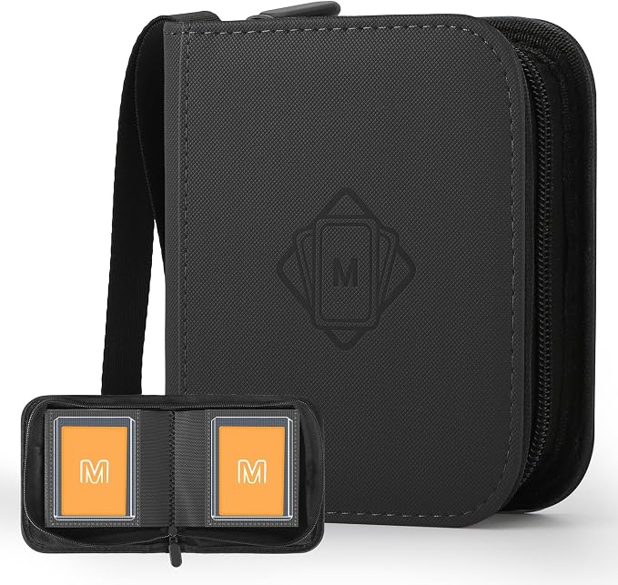 1 Pocket Toploader Binder Holds 40 Cards with 20 Sleeves Collectible Trading Card Album, for 3x4 Toploaders Hard Cases for TCG, MTG, Sports, Baseball, Football, Small Sports Card Book (1Black)