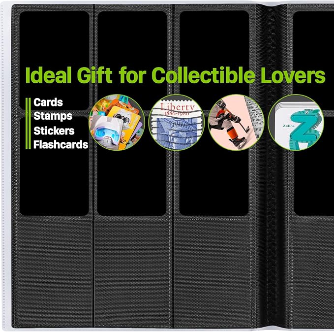 【2026】Trading Card Binder 9 Pocket, Premium Sports Collection Binder Game Cards Book with Sleeves Side Loading, Anti-open Strap Double Sided Waterproof 360 Card Folder