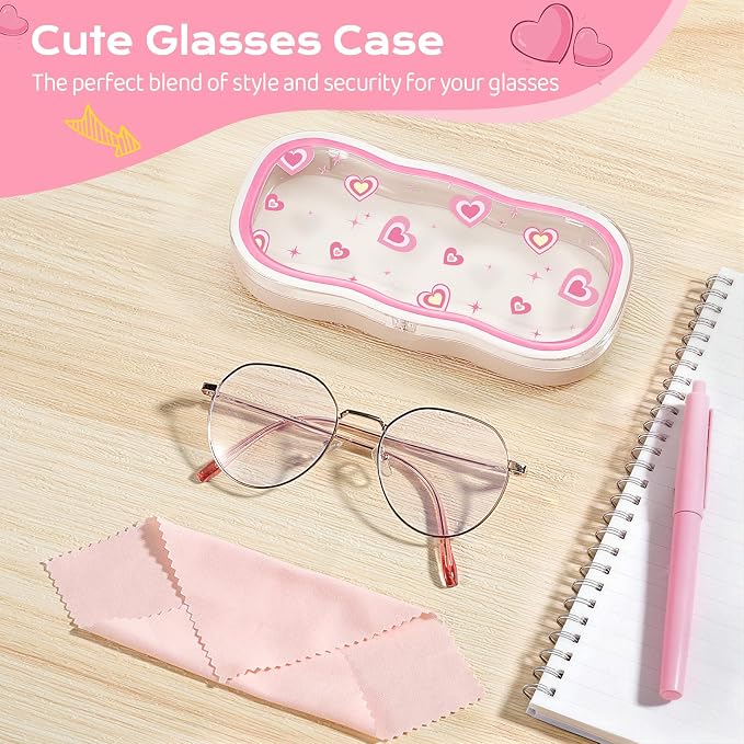 MoKo Glasses Case Hard Shell, Cute Eyeglass Case for Reading Glasses, Clear Eyeglasses Case for Women Girls
