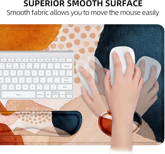 LATEEFAH Desk Mat, Mouse Pad with Wrist Rest, 4-in-1 Large Mouse Pads for Desk, Ergonomic Mouse Pad and Keyboard Wrist Rest Gaming Keyboard Mat for Office, Home