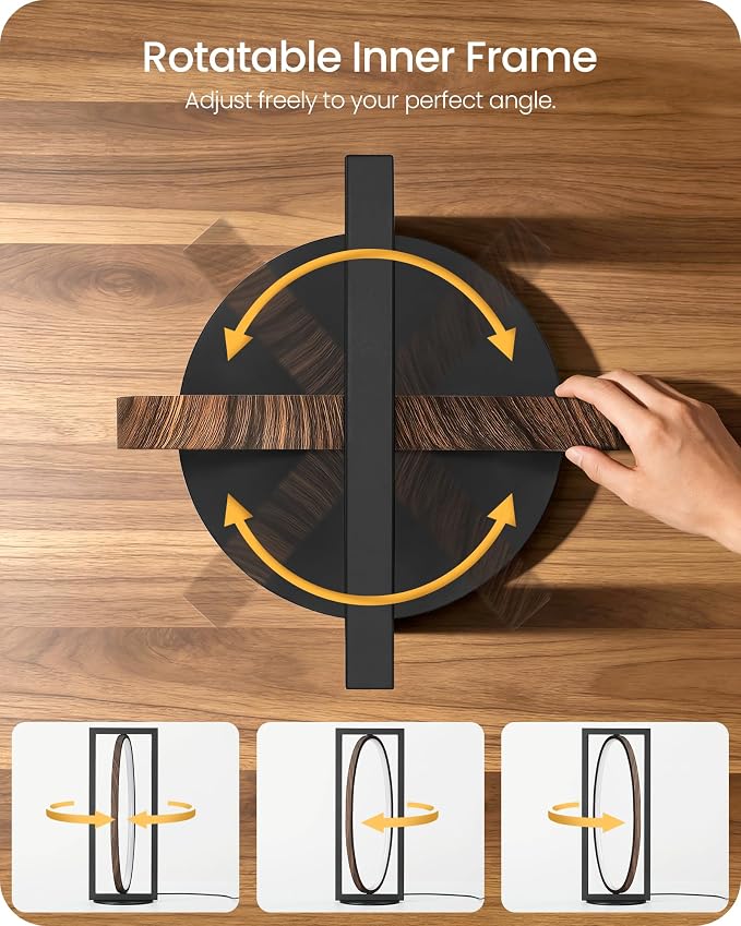 Modern LED Table Lamp, Dimmable Minimalist Bedside Lamp, 3 Color Temperatures, Angle Adjustable, Cute Desk Lamp, Nightstand Lamp for Living Room, Bedroom, Office, Black and Walnut K62TL05