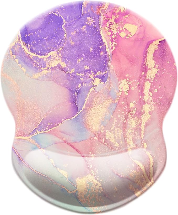 Mouse Pad with Wrist Support, Non Slip Mousepad Wrist Rest for Office, Computer, Laptop & Mac-Comfortable & Lightweight Ergonomic Support Mouse Mat(Pretty Marble-A)
