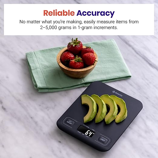Etekcity Food Kitchen Scale, Digital Grams and Ounces, Medium | Tare function, ideal for baking, weight loss, keto, meal prep, packages, liquids and jewelry, Black