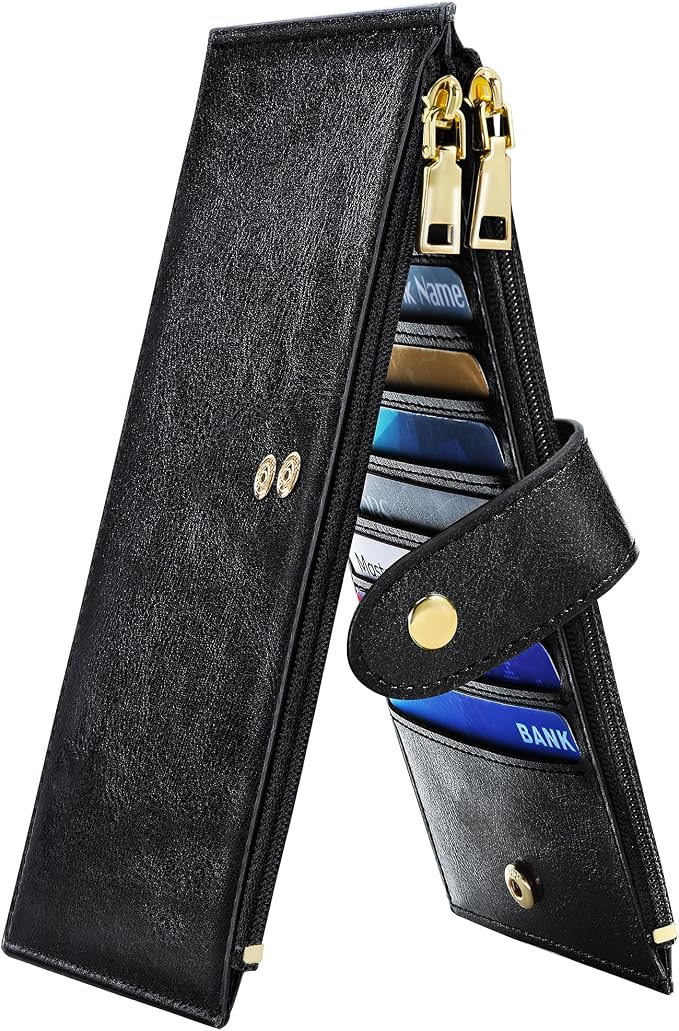 Travelambo RFID Wallet Women Large Size Bifold Multi Card Wallet Case with Zipper Pocke Credit Card Holder for Women