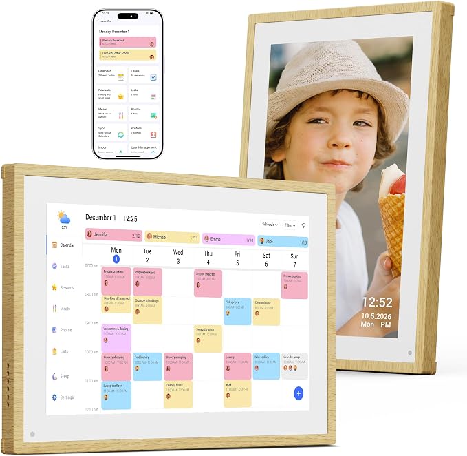 Dragon Touch 10.1 inch Digital Calendar Chore Chart – Digital Picture Frame, Smart Family Planner, Hearth Display Desk Digital Calendar Best Gift for Women, Mom,Christmas, Wedding