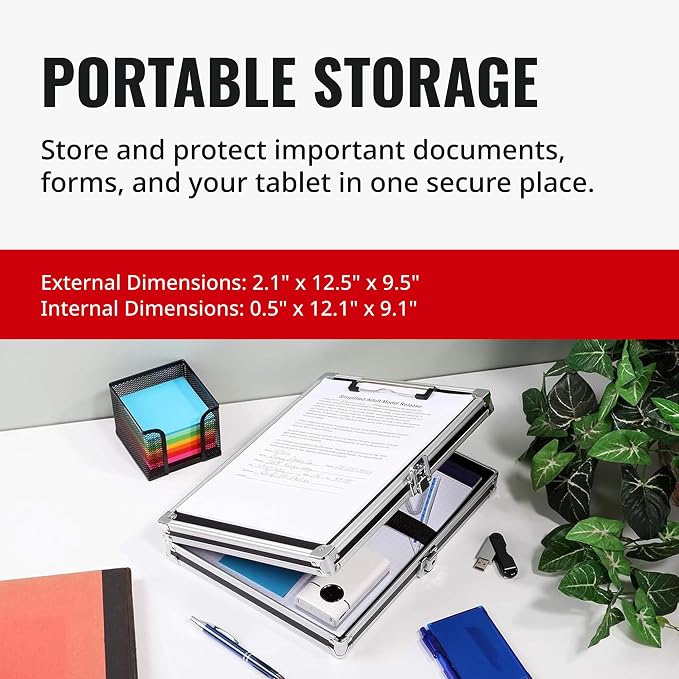 Vaultz Locking Storage Clipboard for Letter Size Sheets, Key Lock, Black (VZ00151) | Secure storage compartment keeps documents protected and organized, durable clipboard design for office, school or travel use