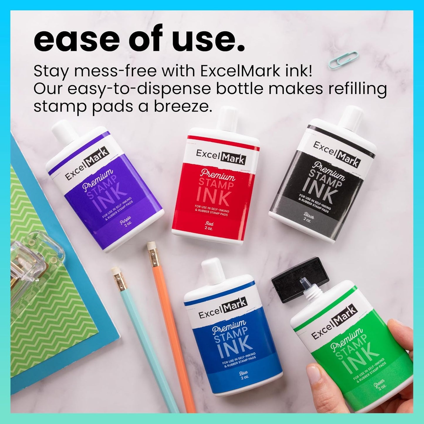 ExcelMark Self Inking Stamp Refill Ink - 2 oz. - Purple Ink