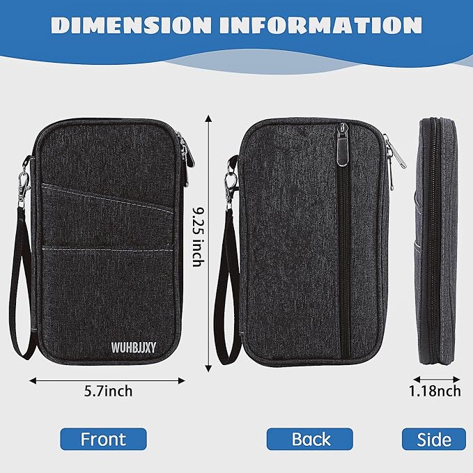 Amazing,Practical,Premium,RFID Family Passport Holder, Travel Wallet, Travel Document Organizer, Passport Bag,(Black)