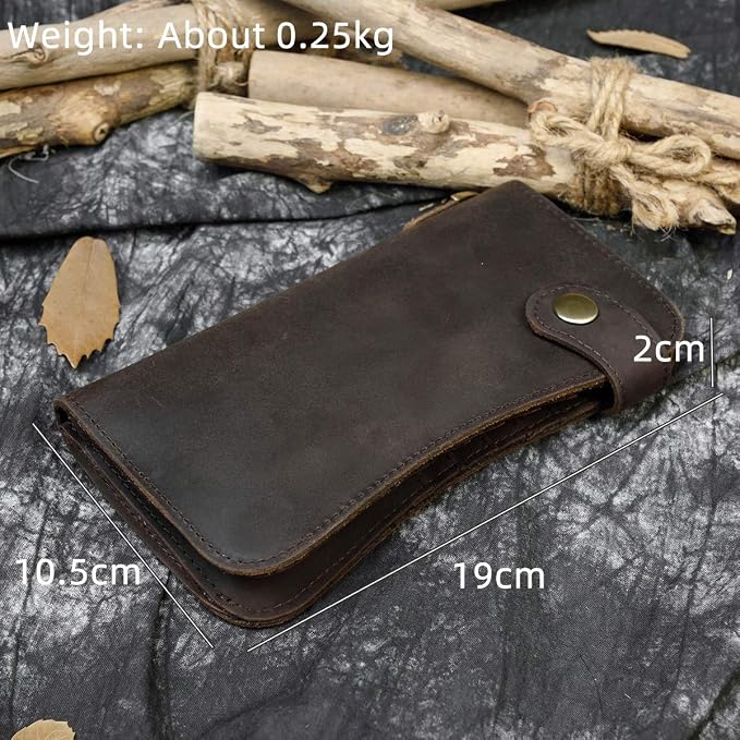 Genuine Leather Long Wallet for Men, Large Capacity Purse Clutch Bag Handbag Checkbook Cash Credit Cards Phone Holder | Large Capacity