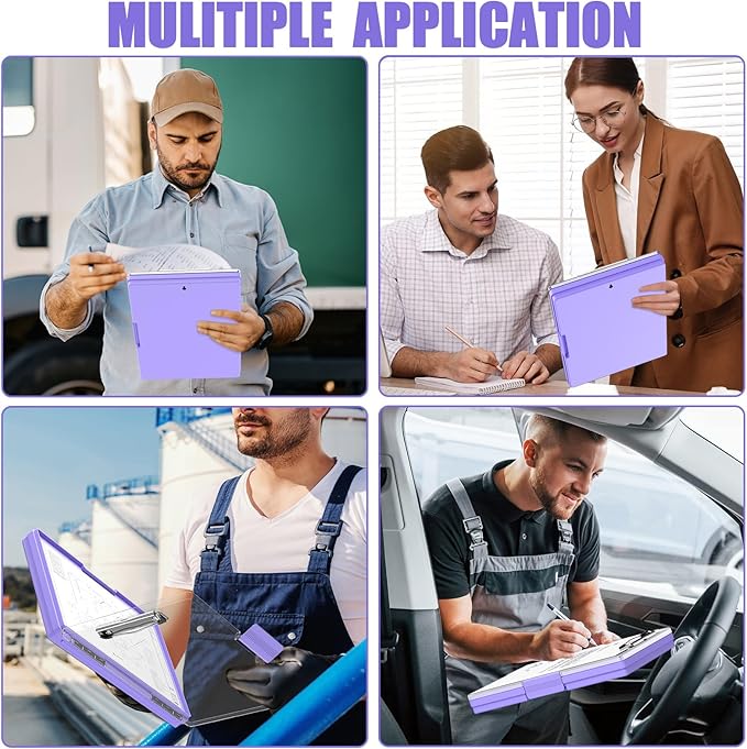 Hongri Clipboard with Storage, Purple 8.5 x 11 Clip Board, Dual Compartmen | Folder Nursing Side Opening, Heavy Duty Organization Box, Smooth Writing for Teachers, Classroom, Size 13.3 x 9.4 x 1.5 in