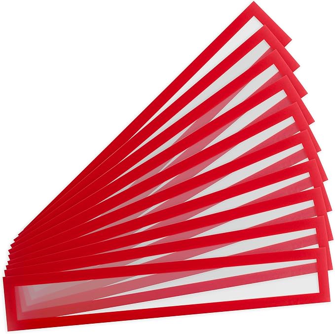 Tarifold Magnetic PRO Title Frames, 17.25 x 3 Inches, Red, 10 Pack | 10 magnetic title frames, 17.25 x 3 inches, red border, anti-glare PVC, quick document changes