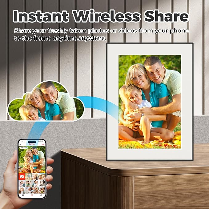 11 Inch WiFi Digital Picture Frame with Touch Screen | 64GB smart picture frame with 1920x1280 100% sRGB IPS display. Supports Frameo App for 5G/Instant photo & video sharing.