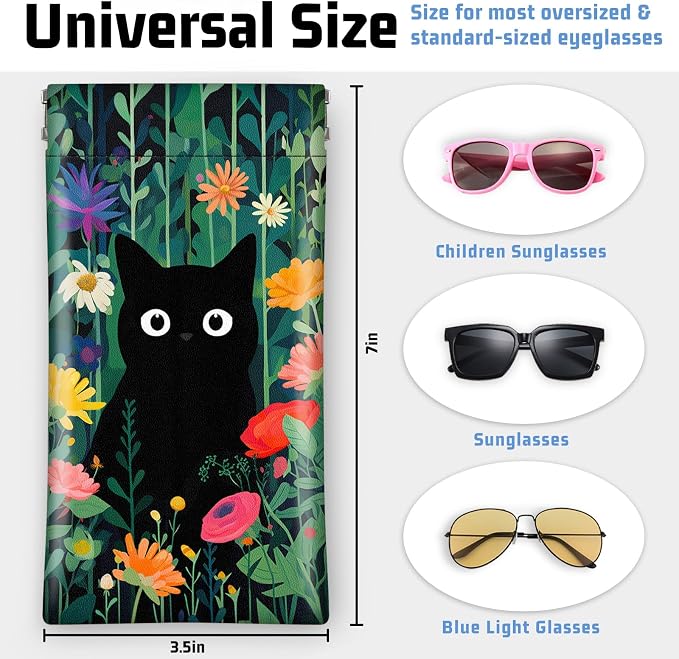 Soft Sunglasses Eyeglass Glasses Case,7x3.5inch Portable PU Leather Squeeze Top Holder Bag Pouch for Women Men