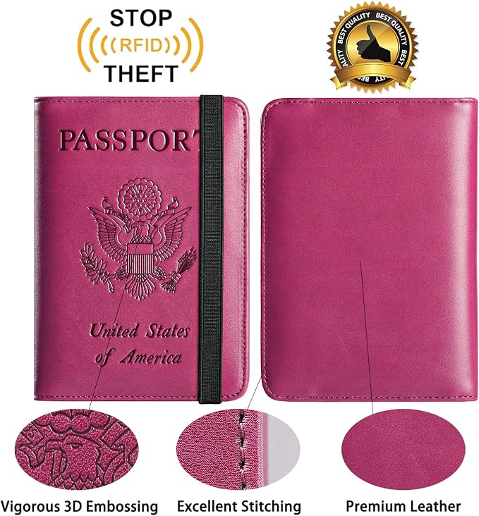 Passport Holder, Travel Essentials, Passport Cover, RFID Travel Wallet | Passport Wallet, Travel Accessories, RFID Blocking, Synthetic Leather Card Case, International Must Haves, For Women Men