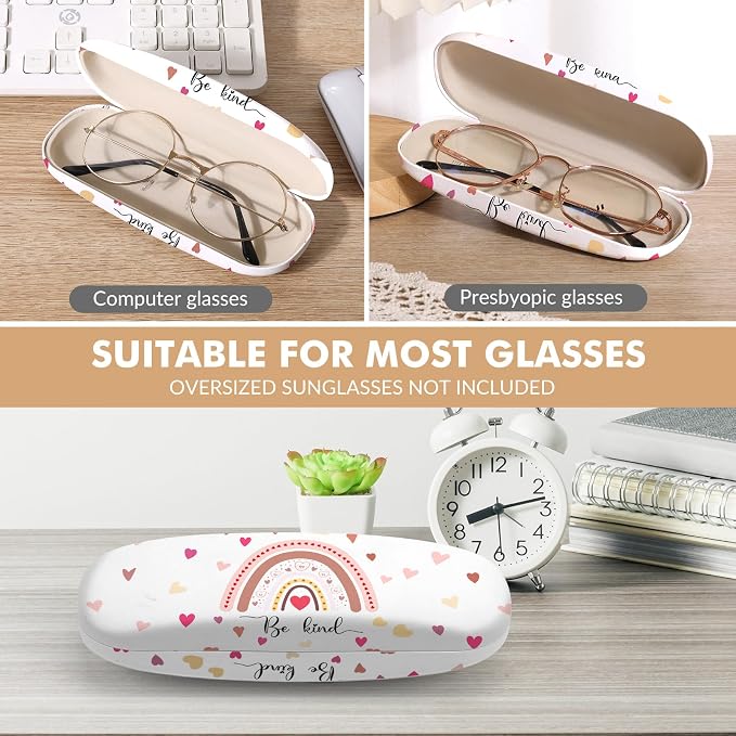 Glasses Case Hard Shell,Portable Protective Eyeglasses Case, Eyeglass Holder Box with Cleaning Cloth, for men women