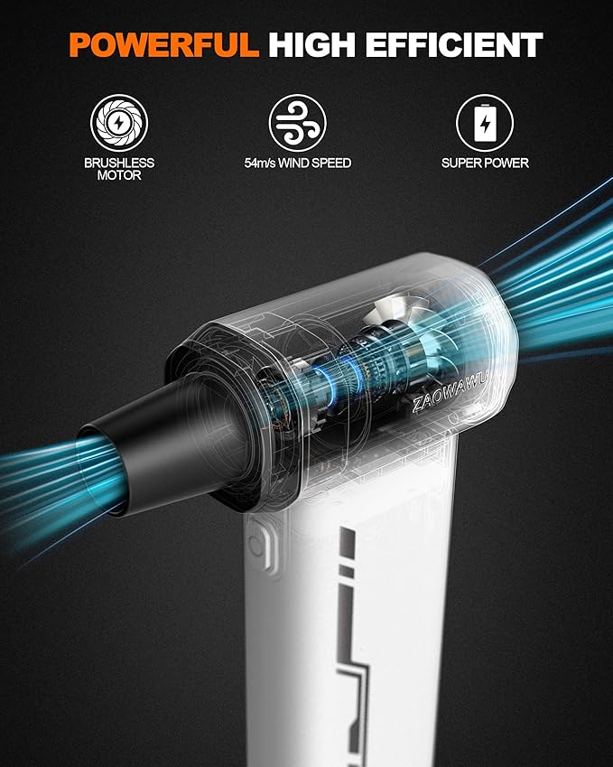 Electric Air Duster - 150000RPM Keyboard Duster for PC Cleaning, Cordless Compressed Air Duster Replaces Canned Air, 3-Gear Rechargeable Electronics Cleaner for Laptop, Car, Home & Office