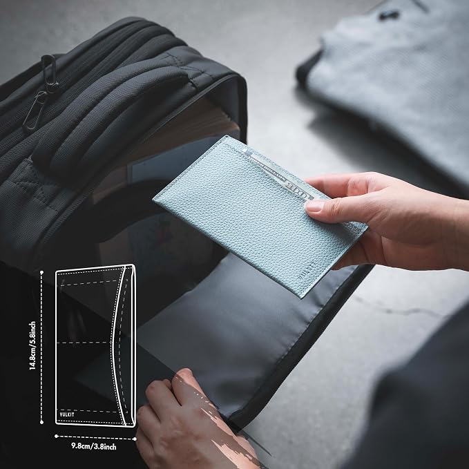 VULKIT Passport Cover Ultra Slim Design Leather Passport Sleeve RFID Blocking with 2 Card Slots, Anti-Theft Travel Essentials