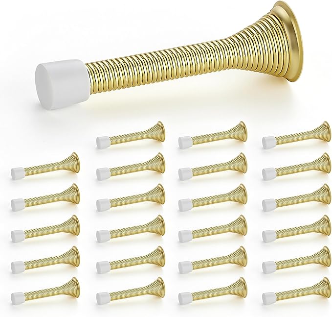 Ravinte Door Stoppers, 24 Pack Gold Spring Door Stops with Rubber Bumper, Stoppers for Bottom