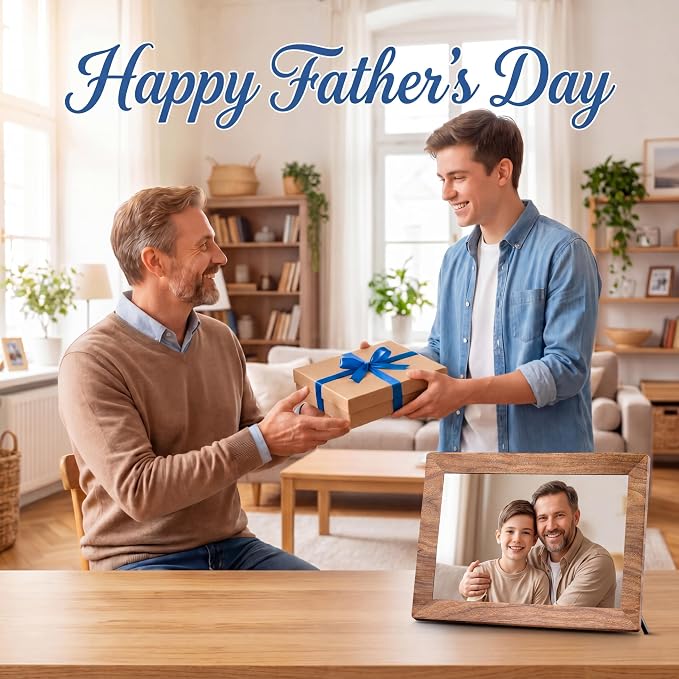Frameo 10.1" Digital Picture Frame, Smart WiFi Digital Photo Frame with 1280x800 HD IPS Touch Screen 32GB Memory Auto-Rotate Wall Mounted, Share Photos/Videos from Phone Anywhere - Brown