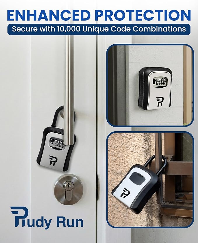 Key Lock Box for Outside – Large Outdoor Lockbox for Keys with Code, 4-Digit Combination Hidden Safe to Hide a Key Outside, Portable Safe Key Storage, 6.7 in, 2 Packs