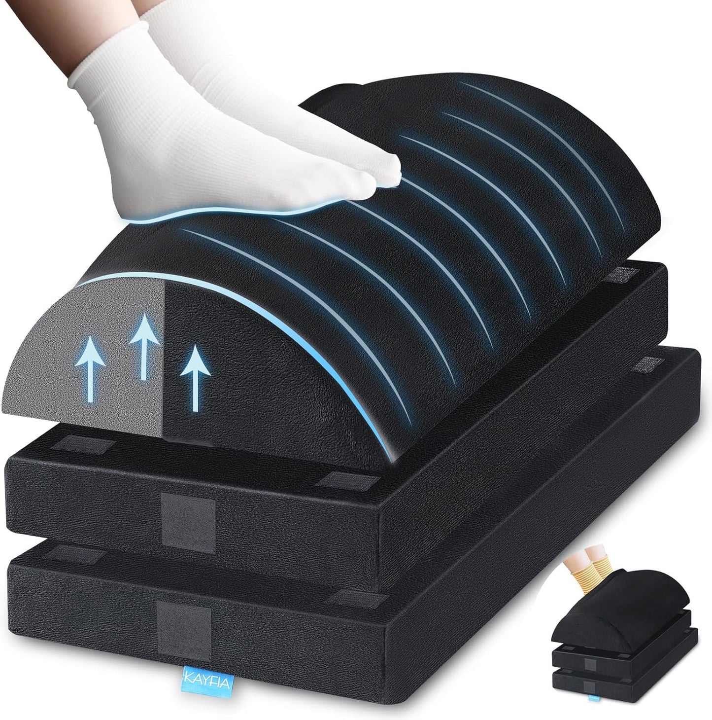 XXL(20in) Foot Rest for Under Desk at Work with 3 Adjustable Heights, Foot Stool with Bamboo Charcoal Foam, Feet Warm Pocket Footrest for Office Gaming Chair, for Leg Support -Black