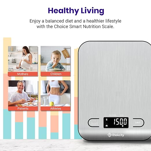 Etekcity Food Nutrition Scale, Digital Grams and Ounces, Large | Kitchen scale with tare, ideal for baking, weight loss, keto, meal prep, liquids and jewelry, 304 Stainless Steel