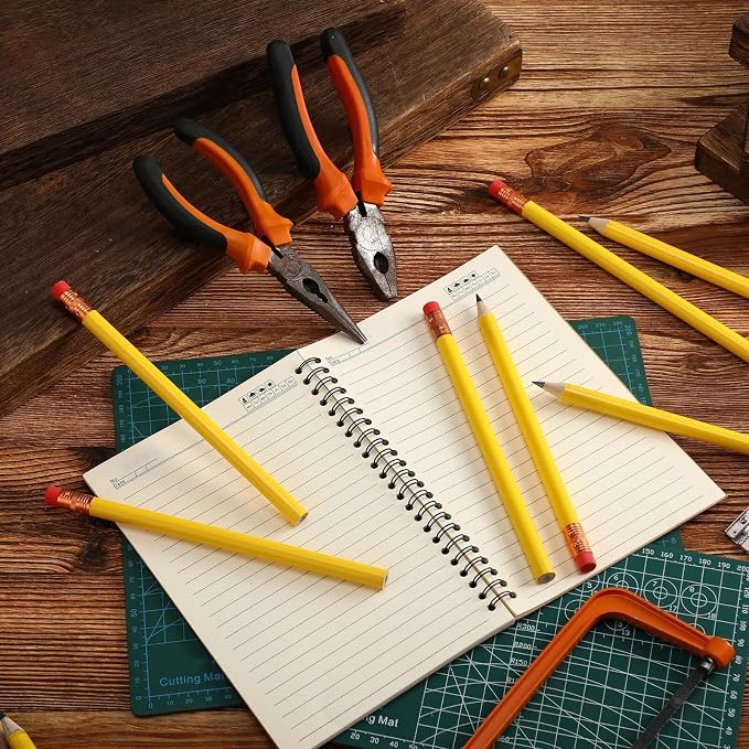Fainne 96 Pcs Jumbo Pencil with Black Core Cedar Wooden Pencil with Eraser for Carpenters Students Teachers School Construction Woodworkers Beginners Office Workers(Yellow,Classic)