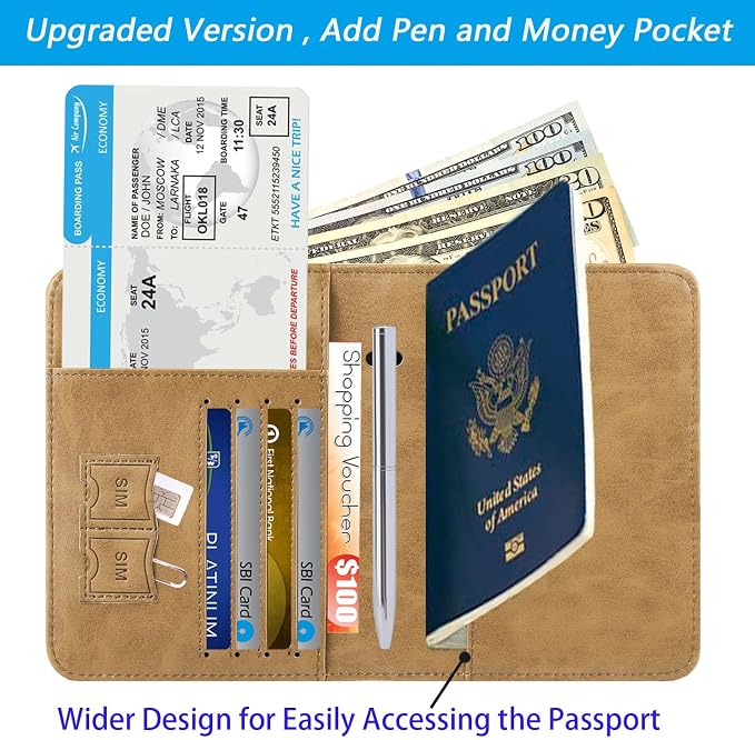 Passport Holder, Travel Essentials, Passport Cover, RFID Travel Wallet | Passport Wallet, Travel Accessories, RFID Blocking, Synthetic Leather Card Case, International Must Haves, For Women Men
