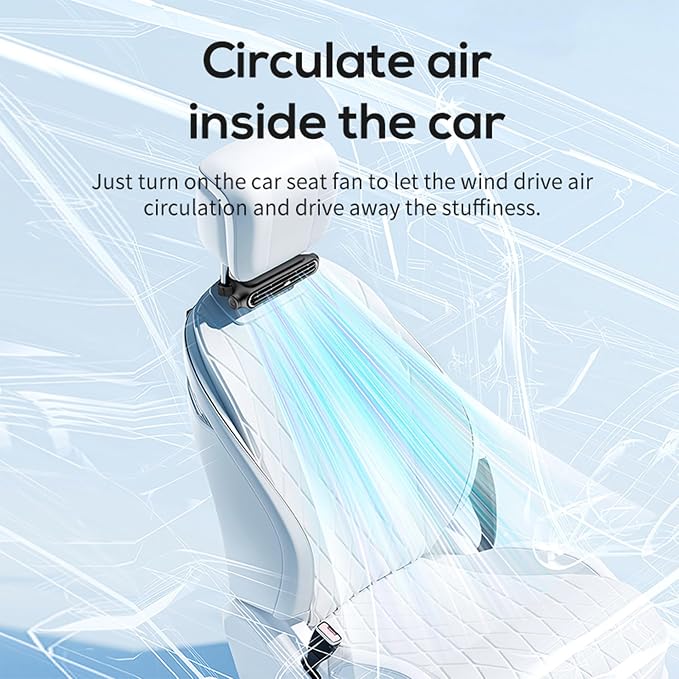 2026 Car Headrest Fan, Invisible Car Seat Cooling Fan, USB Backseat Fan Portable Vehicle Design with 3 Adjustable Wind Speeds for Most Cars Vehicle Jeep Van RV Truck