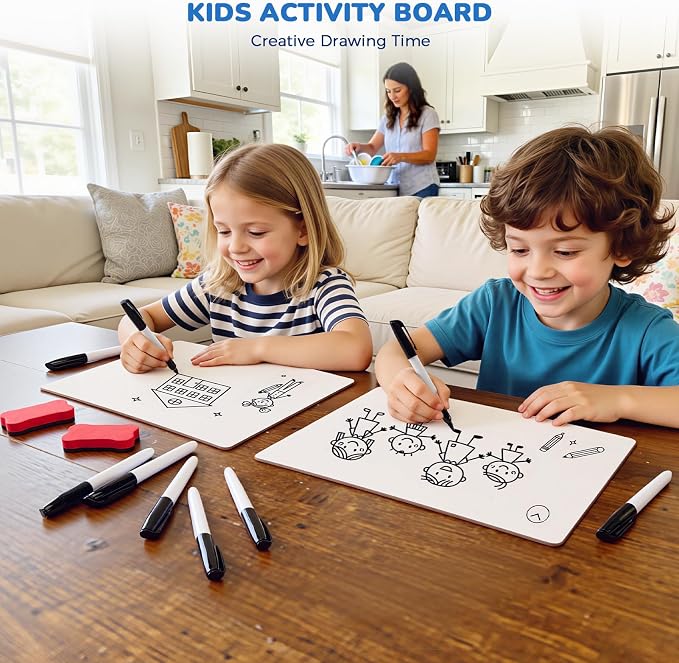 GAMENOTE 6 Pack Dry Erase Lap Boards, Lined and Blank, 9 x 12 in | 6 pack double sided 9 x 12 boards pair a lined side with a blank side for reusable writing practice.