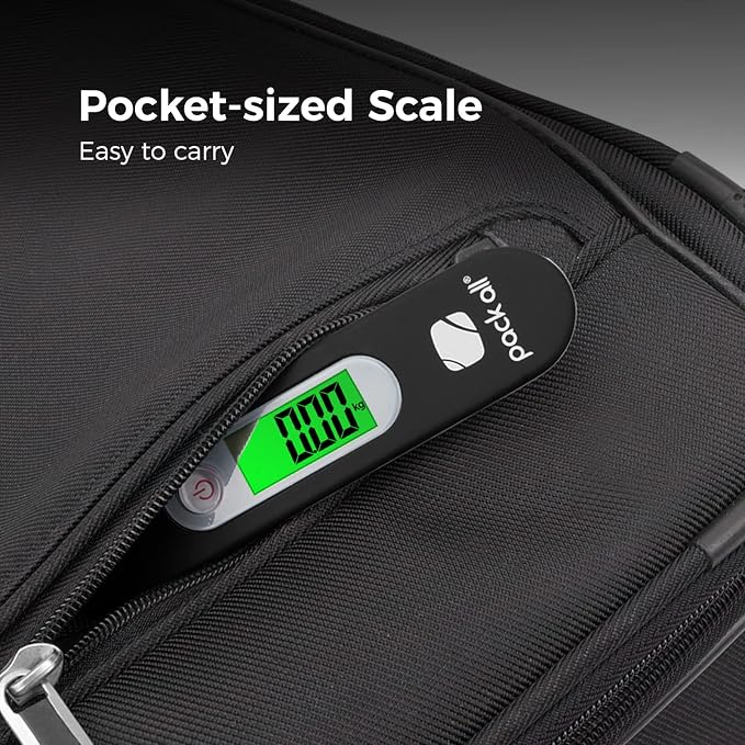 pack all Digital Luggage Scale for Travel, 110Lbs Capacity, 0.1Lb Precision | Handheld, Backlit LCD Display, Lb/Kg/Oz/g Conversion, Tare Function, Battery Included, Black