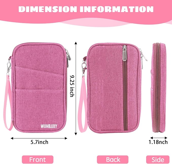 Premium Travel Passport Holder,Family Passport holder Travel Document Organizer,Secure &Stylish Companion For your Family (pink)