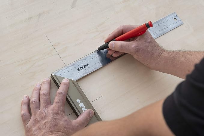 SOLA TLM2 Deep Hole Marker Construction Pencil with Built-In Sharpener, Long-Tip Woodworking Pencil, Graphite Multi-Purpose Marker