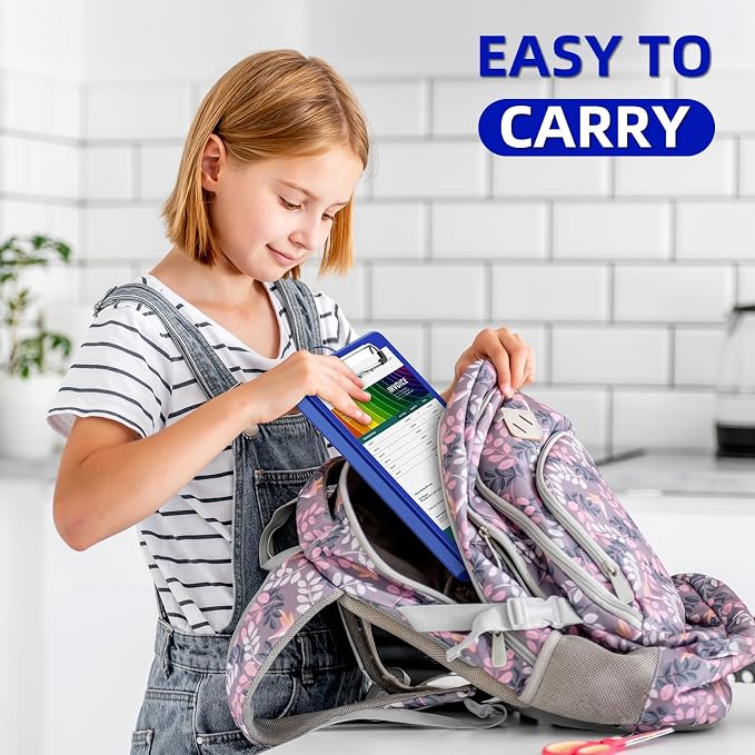 Clipboard with Storage, Plastic Storage Nursing Slim Clipboard with Low Profile Clip, Foldable Letter Size for Nurse, Kid, Salary, Coach, Jobsite, Industrial, Office(9" x 13"x 0.8", Blue)