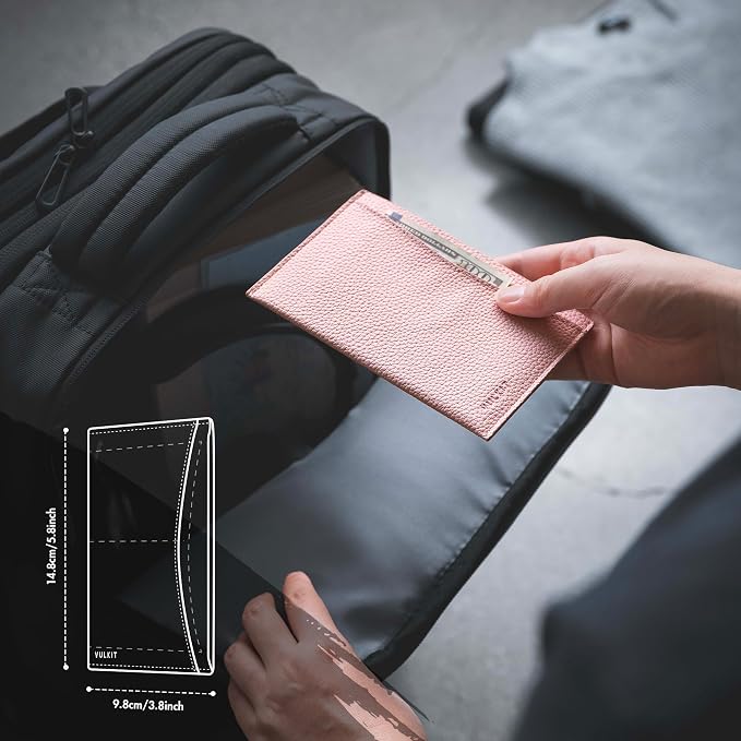 VULKIT Passport Cover Ultra Slim Design Leather Passport Sleeve RFID Blocking with 2 Card Slots, Anti-Theft Travel Essentials