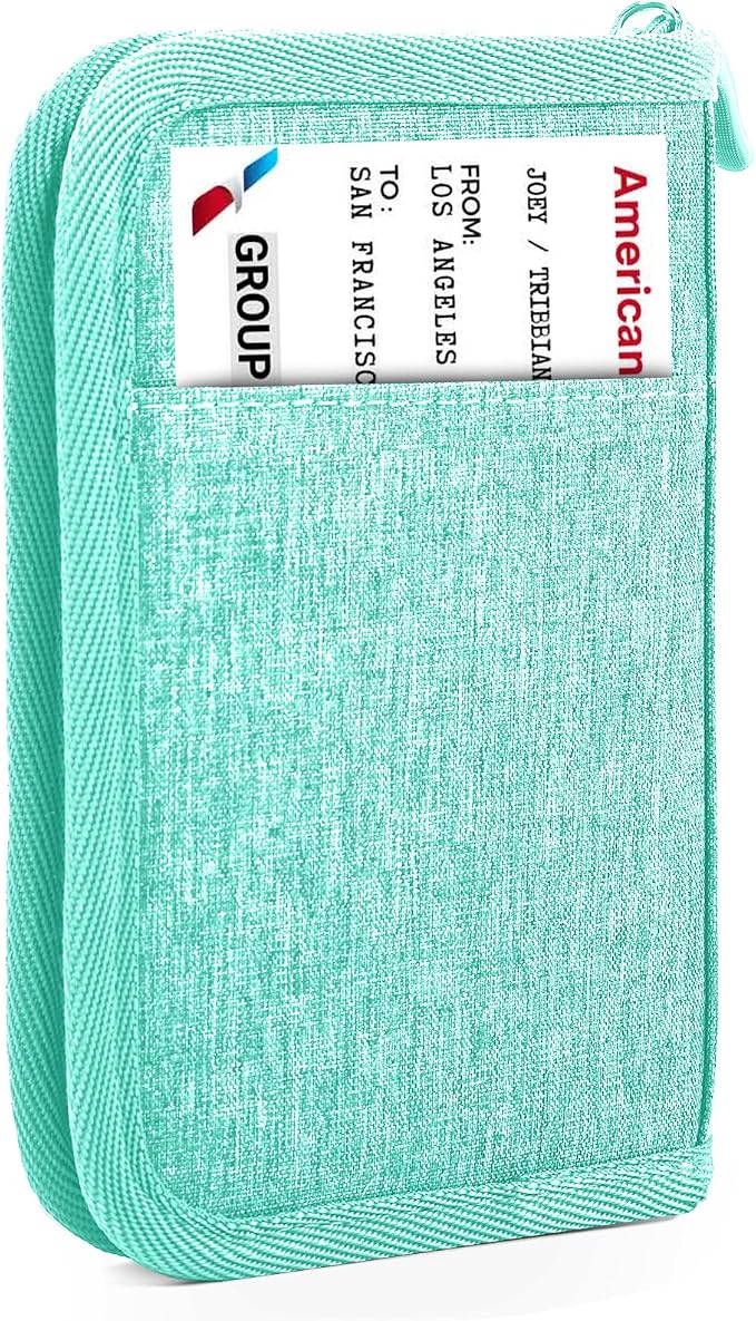 Single Passport Holder for Travel, RFID Travel Document Organizer for Women Waterproof Passport Wallet Men Portable Case for Cards, Boarding Pass, ID, Money, Tickets with Zipper