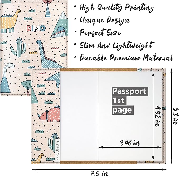 Passport Cover for Kids, Women and Men, Cute Travel Passport Holder (Dinosaurs Volcano Pattern)
