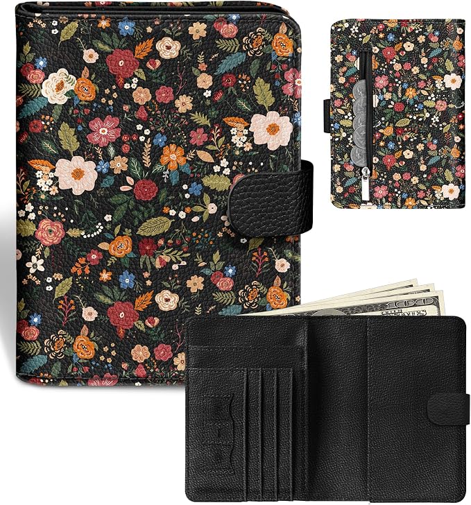 Slohif Airtag Passport Holder Cover Wallet Case for Travel Women - Leather RFID Blocking Passport Book Multiple Personalized Organizer Slim Portable Carrier Card Slots Protector Sleeve Stamp