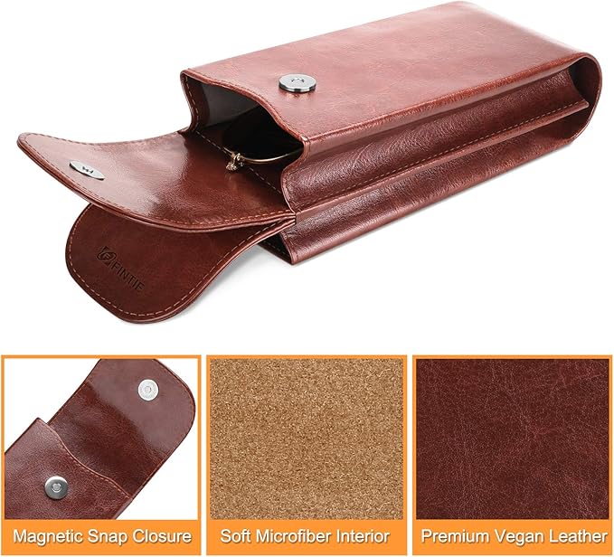 FINTIE Double Glasses Case with Carabiner Hook, Portable Vegan Leather Eyeglass Case Anti-scratch Sunglasses Pouch