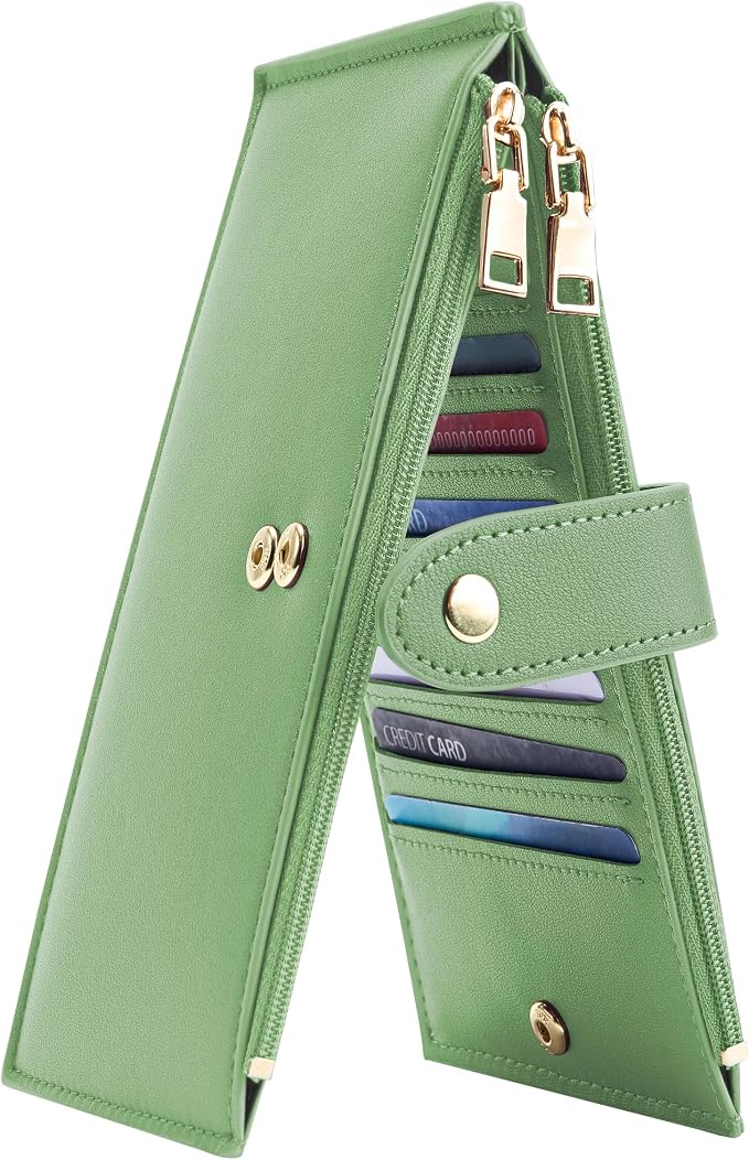 Travelambo Leather Wallets for Women Slim RFID Blocking Bifold Credit Card Holder Wallet