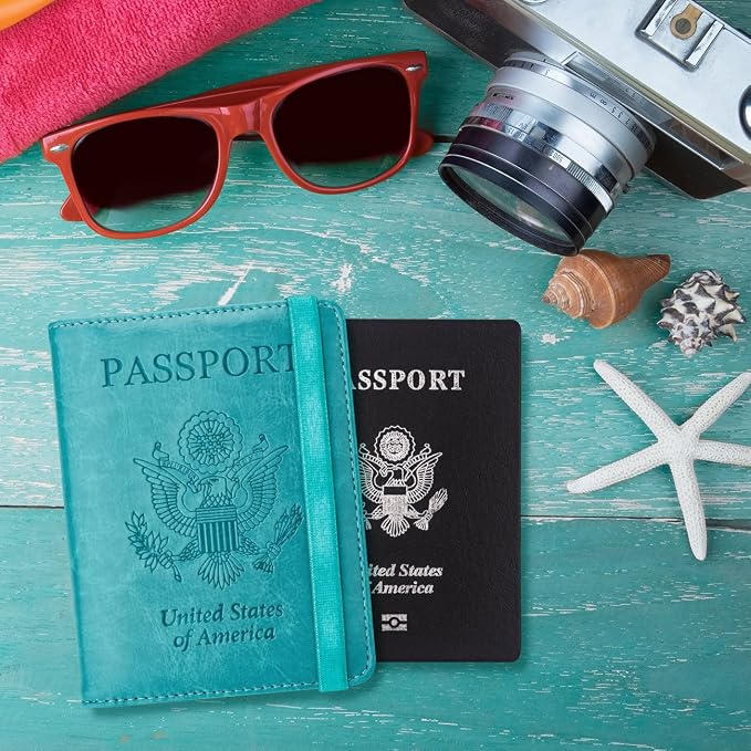 WALNEW Passport Holder for Travel, RFID Passport Cover Wallet for Women Men, PU Leather Passport Book Card Holder Case with Pen, Travelling Essentials for Flying | PU Leather Passport Cover Case with Pen Holder, Travel Must Haves Accessories, Passport ...
