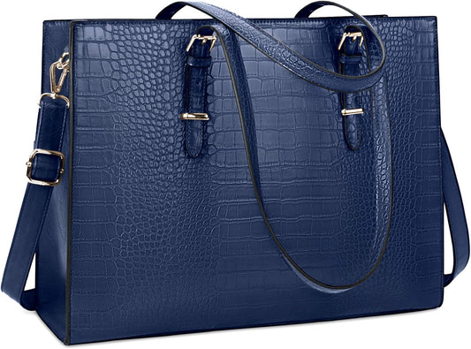 Laptop Bag for Women 15.6 Inch Laptop Tote Bag Leather Classy Computer Briefcase for Work Waterproof Handbag Professional Shoulder Bag Women Business Office Bag Large Capacity