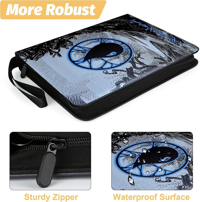 9 Pocket Card Binder, 720 Double Sided Pocket Trading Card Binder, Premium PU Card Collector Album,Card Folder for MTG/YGO/PTCG/Game Cards(Blue)