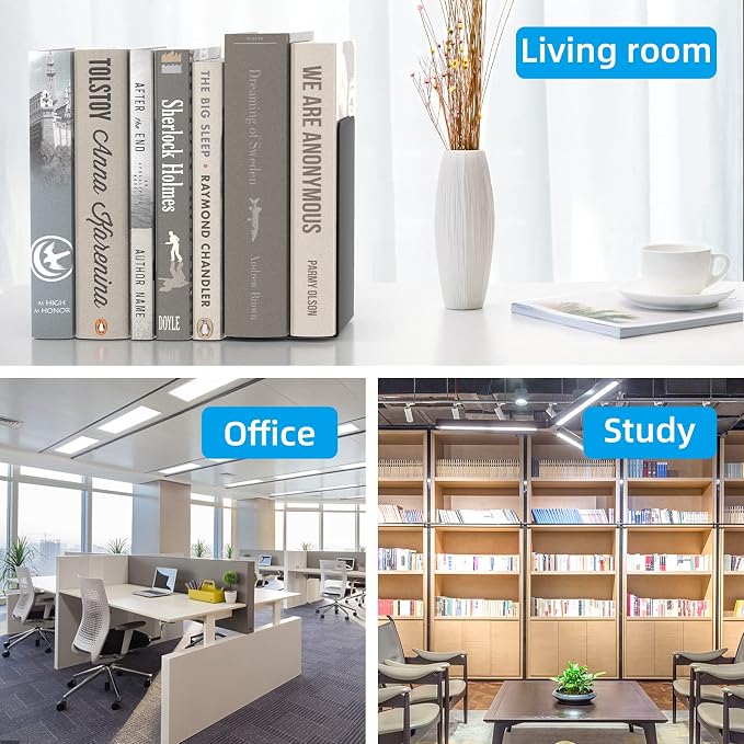 VFINE Bookends 3 Pairs, Black Metal Book Ends, Heavy Bookends for Shelves, Book Stopper for Heavy Books, Book Organizer for Home Office School Supplies