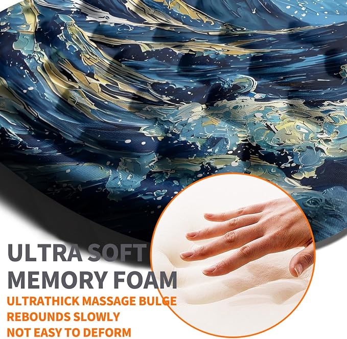 Ergonomic Joint Wrist Support Mouse Pad with Memory Foam Cushion Massage Bump, Carpal Tunnel Pain Relief Mousepad Slope Design for Wrist Rest, 11.8x7.9 in, Waves