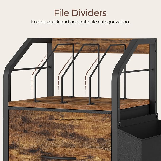 MAHANCRIS Small File Cabinet, Rolling Filing Cabinet for Under Desk | Single Non-Woven Fabric Drawer File Organizer for A4/Letter Size Documents, Under Desk Storage