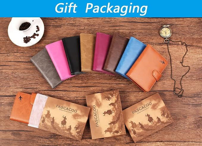 Passport Holder Cover Wallet RFID Blocking Leather Card Case Travel Accessories for Women Men (#Blue)